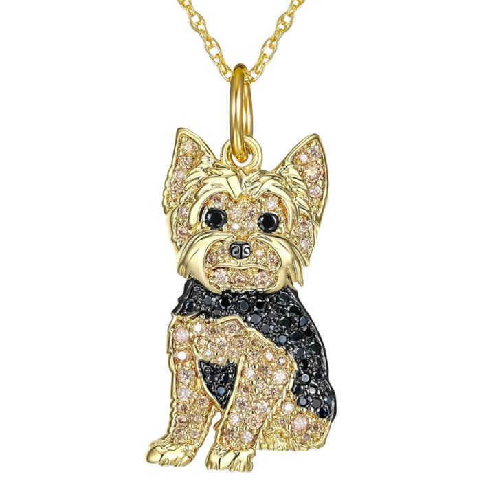 Exquisite Cute Yorkshire Pendant Necklace Women's Elegant Pet Puppy Jewelry Animal Accessories Birthday Gifts for Dog Lovers