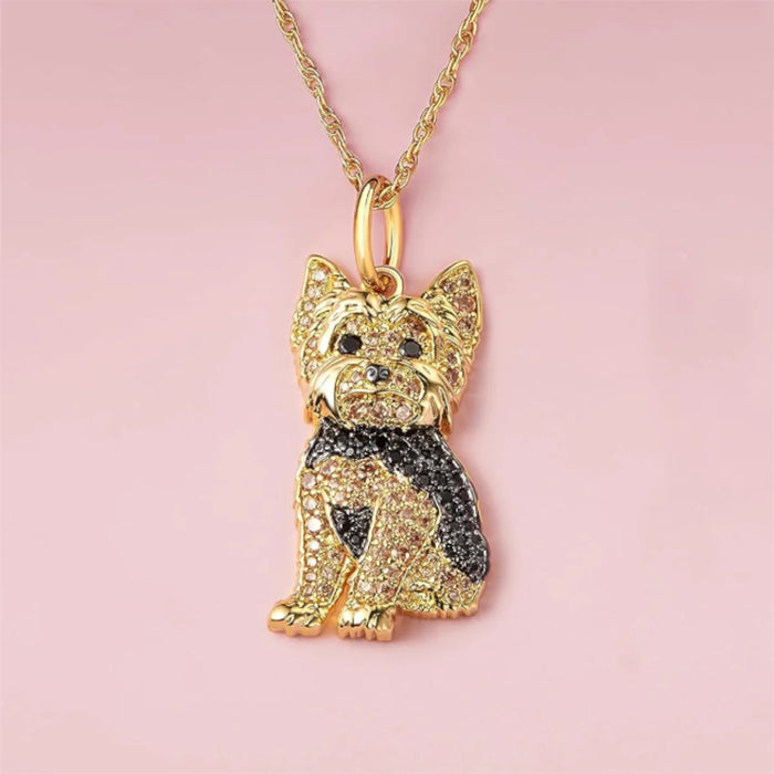 Exquisite Cute Yorkshire Pendant Necklace Women's Elegant Pet Puppy Jewelry Animal Accessories Birthday Gifts for Dog Lovers