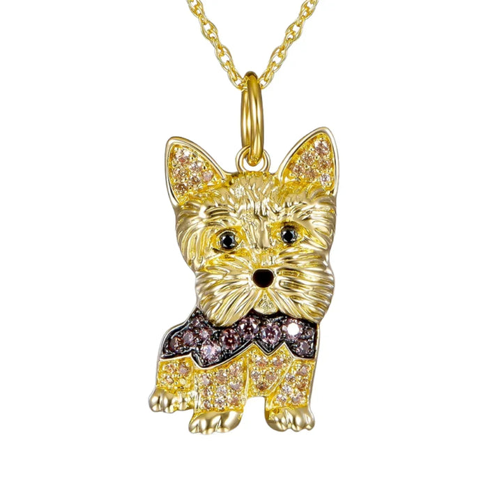 Exquisite Cute Yorkshire Pendant Necklace Women's Elegant Pet Puppy Jewelry Animal Accessories Birthday Gifts for Dog Lovers