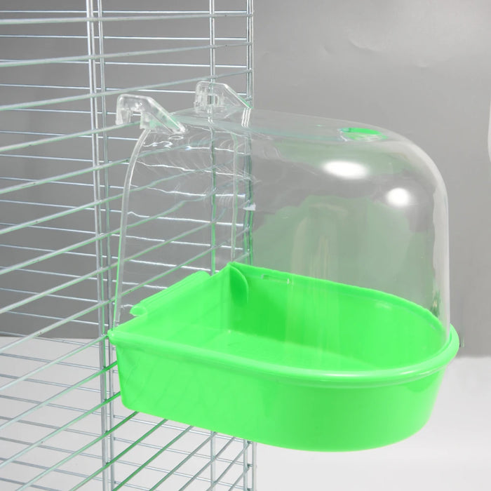 Bird Bath Bathtub Bath Box Bird Cleaning Tool Cage Accessories Parrot Bath Transparent Plastic Hanging Tub