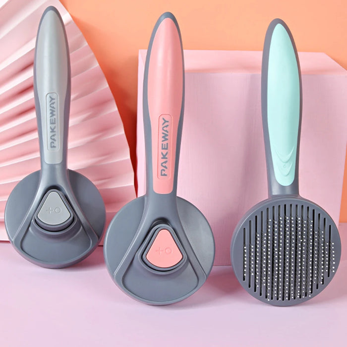 Shedding Groom One Key Dog Hair Self Cleaning Comb Special Pin Needle Massage Cleaner Pet Brush for Dog Cat Animal Fur Tools