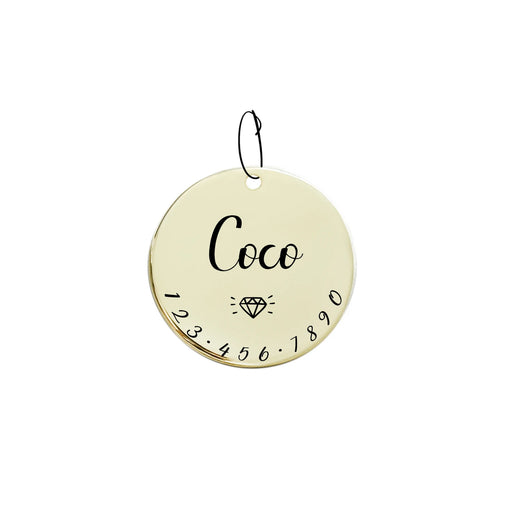 001 Cat Dog ID Tag for Pets Collar Custom Name and Funny Symbol with Phone Number Engraving Front Side