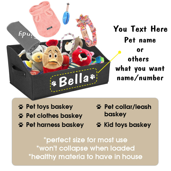 Custom Dog Toy Storage Box Foldable Cat Dogs Storage Basket Free Print Name Paw Pet Organizer Baskets For Dogs Cats Pet Supplies