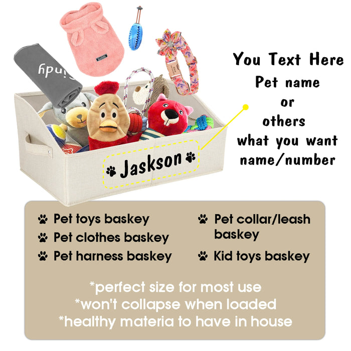 Custom Dog Toy Storage Box Foldable Cat Dogs Storage Basket Free Print Name Paw Pet Organizer Baskets For Dogs Cats Pet Supplies