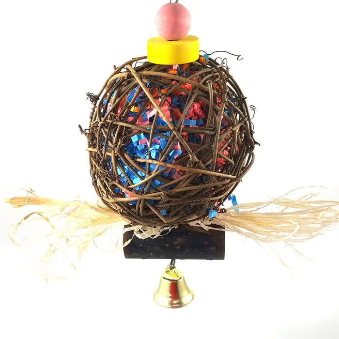 Parrot Toy Bird Bite Toy Perch Wooden Leather Colorful Building Block Cotton Rope Big Swing Standing Training Toys For Pet Birds