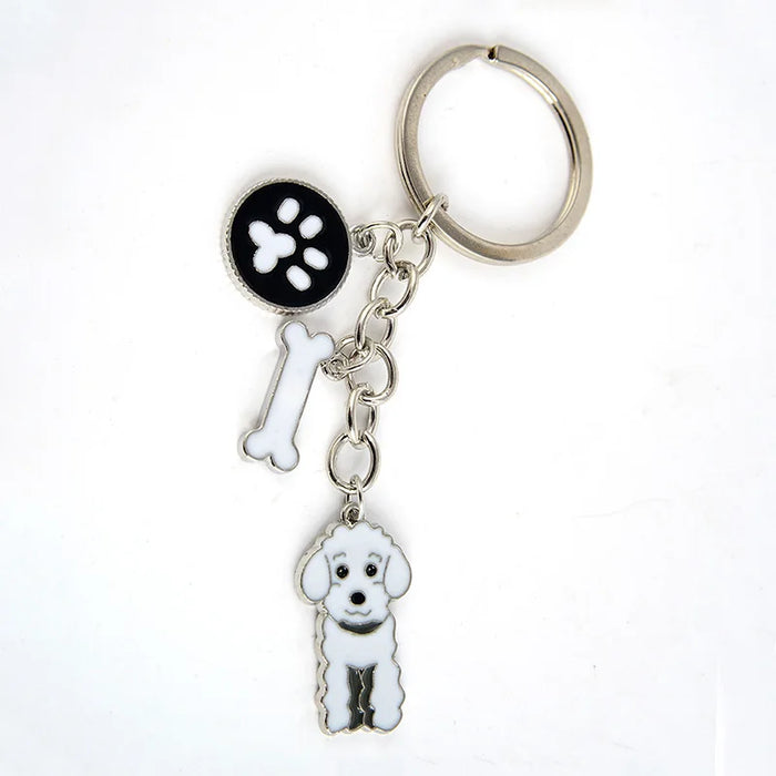 Poodle Teddy Dog Pendant Key Chains For Women Men Girls Metal Car Key Ring Keychain Bag Charm DIY Accessories  Couple Lover gift