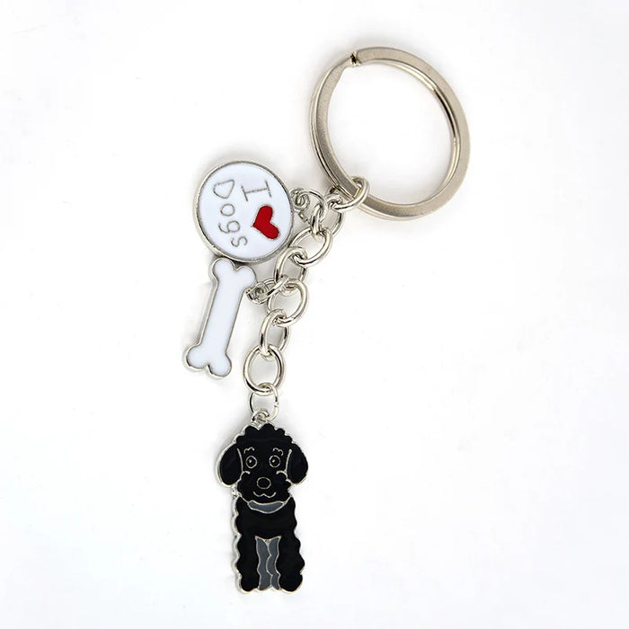 Poodle Teddy Dog Pendant Key Chains For Women Men Girls Metal Car Key Ring Keychain Bag Charm DIY Accessories  Couple Lover gift
