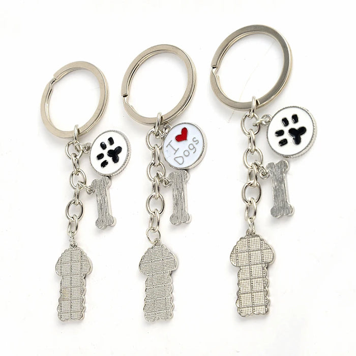 Poodle Teddy Dog Pendant Key Chains For Women Men Girls Metal Car Key Ring Keychain Bag Charm DIY Accessories  Couple Lover gift