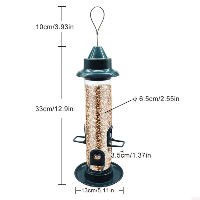 Hanging Wild Bird Feeder Outdoor Pet Food Dispenser Multiple Holes Bird Feeder Automatic Foot Feeding Tool for Flying Animals