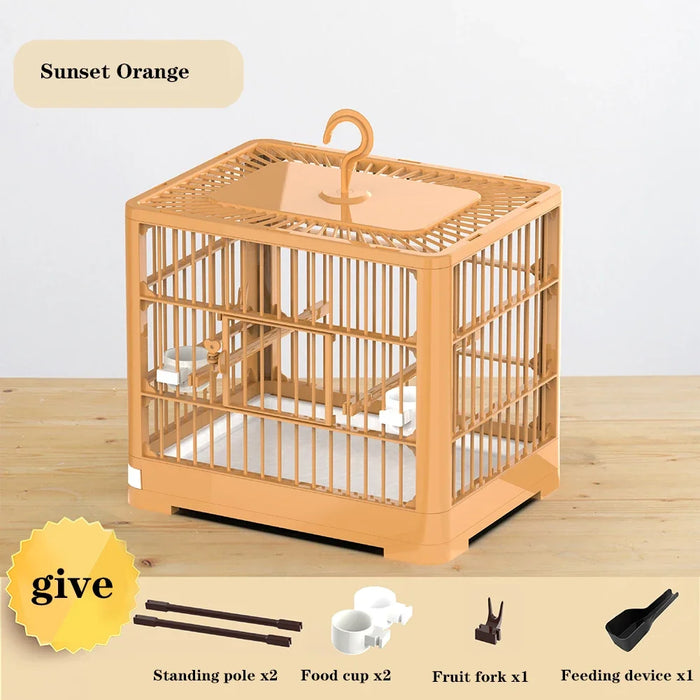 Portable Bird Container Bird Travel Carrier Bird Cage with Handle Large Space Breathable Foldable Bird Cage Set Bird Accessories