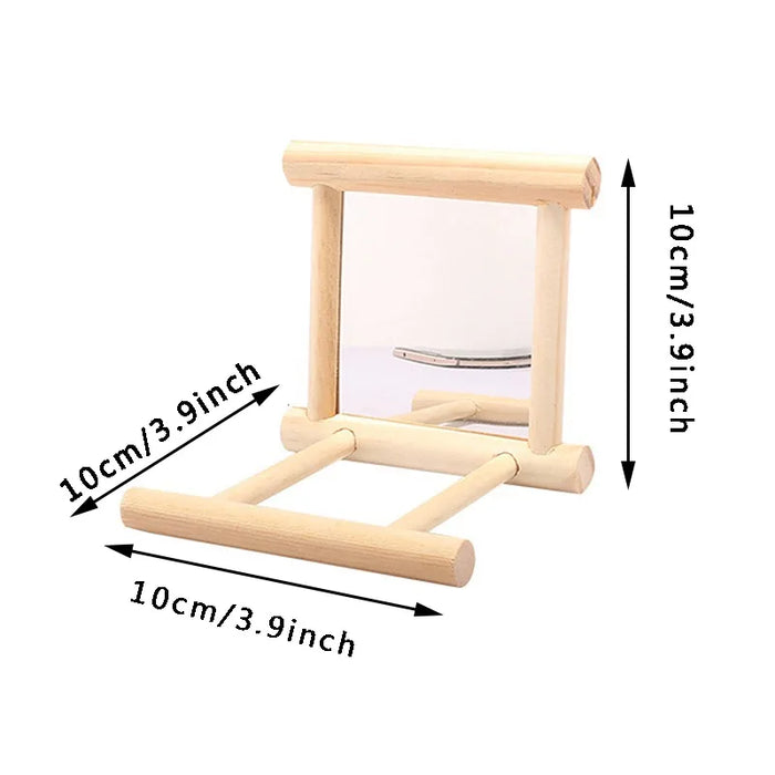 Wood Bird Mirror With Perch Stand Bird Toy Stand Bird Toy For Parrot Parakeets Cockatiels Cage Cage Parakeet Accessories