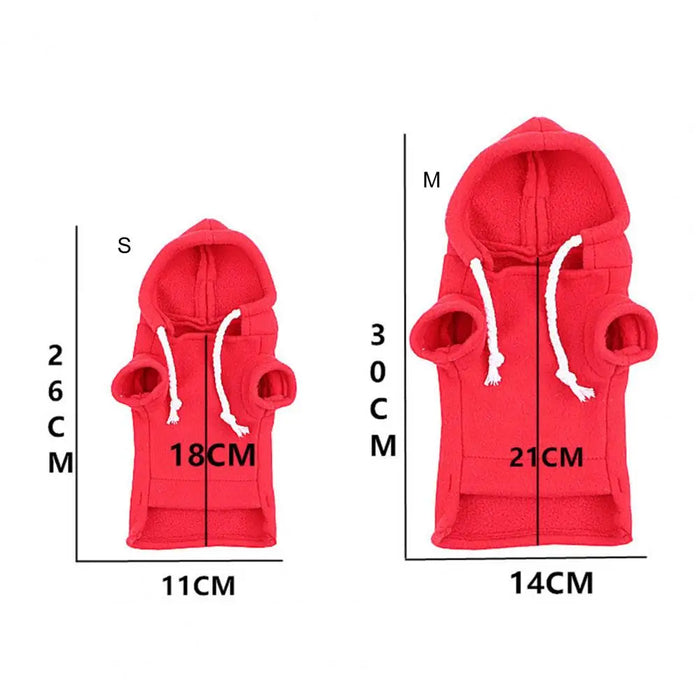 Cute Hamster Guinea Clothes Ferret Hoodie Solid Color Drawstring Hooded Sweatshirt Thick Fleece Foreleg Elastic Pet Hoodie