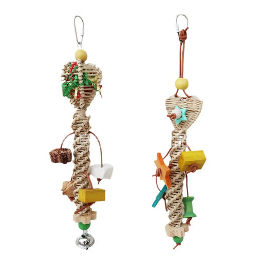 Bird Chewing Toy Chew Bird Toy Rattan Hanging Pet Toy Large Parrot Toys for Finches Cockatoos Budgie Cockatiels Parakeets