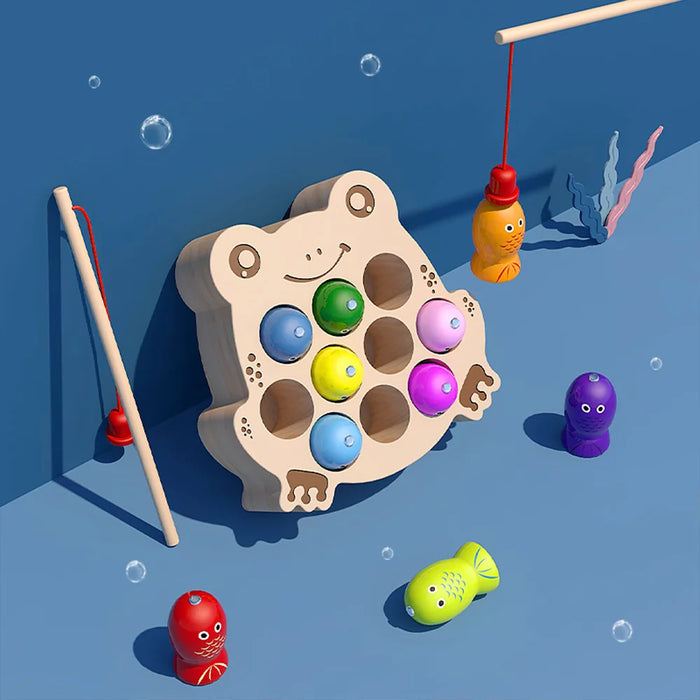 Children's Wooden Fishing Toys Magnetic Fishing Game Montessori Intellectual Playsets Fine Motor Skills Training Boys Girls Gift