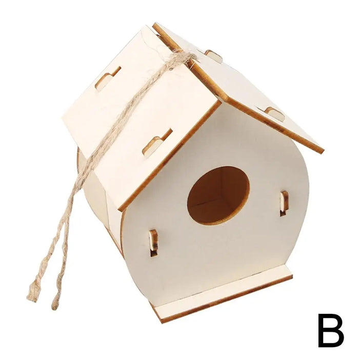 Wooden Mini Bird Cage Outdoor Hanging Birdhouse Box DIY Painting Blank Wood Garden Bird Cages Yard Decoration Bird Parrot Nest
