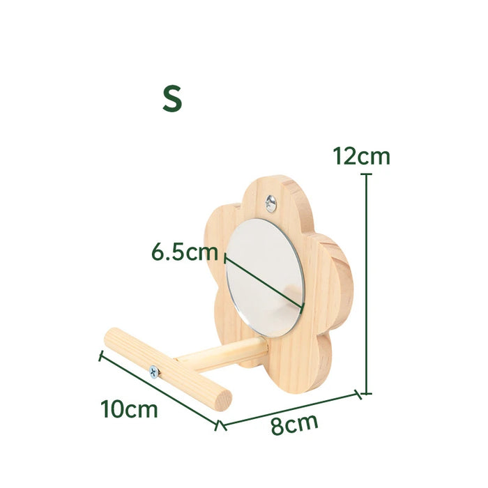 Bird Mirror Wooden Interactive Play Toy With Perch For Small Parrot Budgies Parakeet Cockatiel Conure Lovebird Cage Accessories