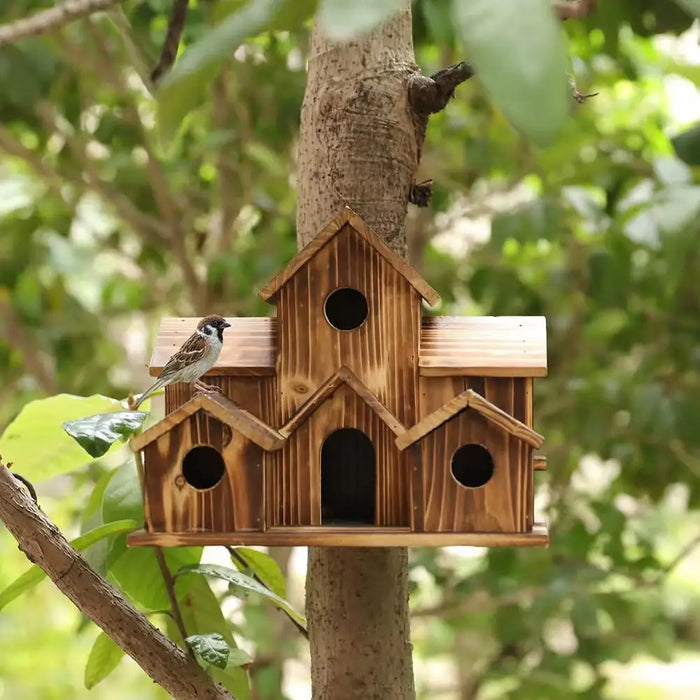 Bird Houses For Outside,outdoor 5 Hole Bird House Room For 5 Bird Families Bluebird Finch Hanging Birdhouse