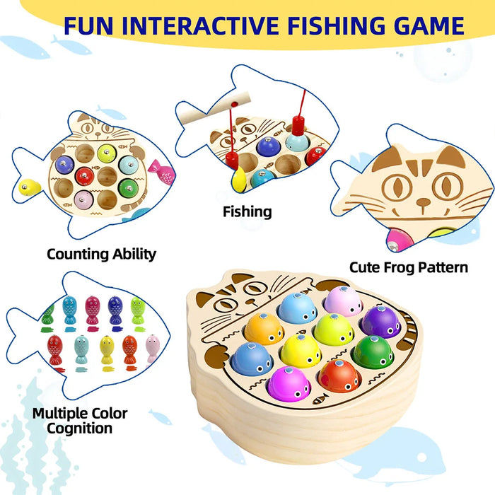 Children's Wooden Fishing Toys Magnetic Fishing Game Montessori Intellectual Playsets Fine Motor Skills Training Boys Girls Gift