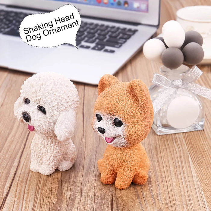 Shaking Head Dog Ornament Resin Cute Bobblehead Decoration Wobble Shaking Nodding Head Dolls Gift For Car Interior Home Room