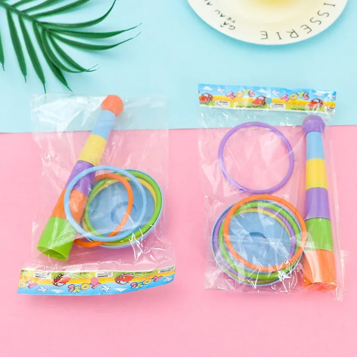 Small Kids Throw Circle Game Ferrule Stacked Toys Fun Indoor Outdoor Parent-Child Interactive Circle Layers Early Education Gift
