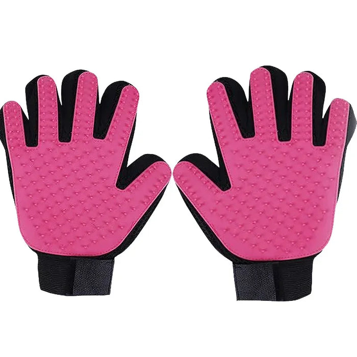 1 Pair Pet Grooming Kit for Dog Cat Rabbit Fur 2 Sided Grooming Brush Bath Cleaning Glove De-Shedding De-Matting Pet Hair