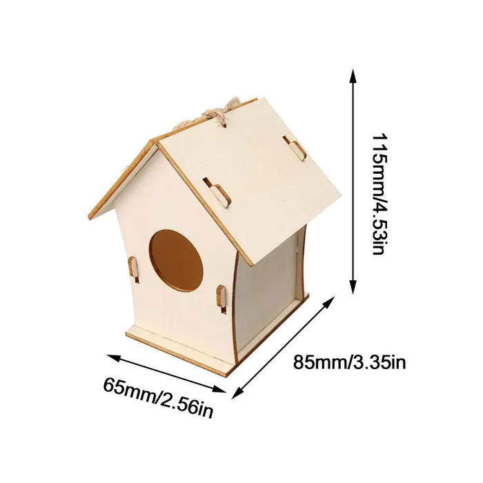 Wooden Mini Bird Cage Outdoor Hanging Birdhouse Box DIY Painting Blank Wood Garden Bird Cages Yard Decoration Bird Parrot Nest