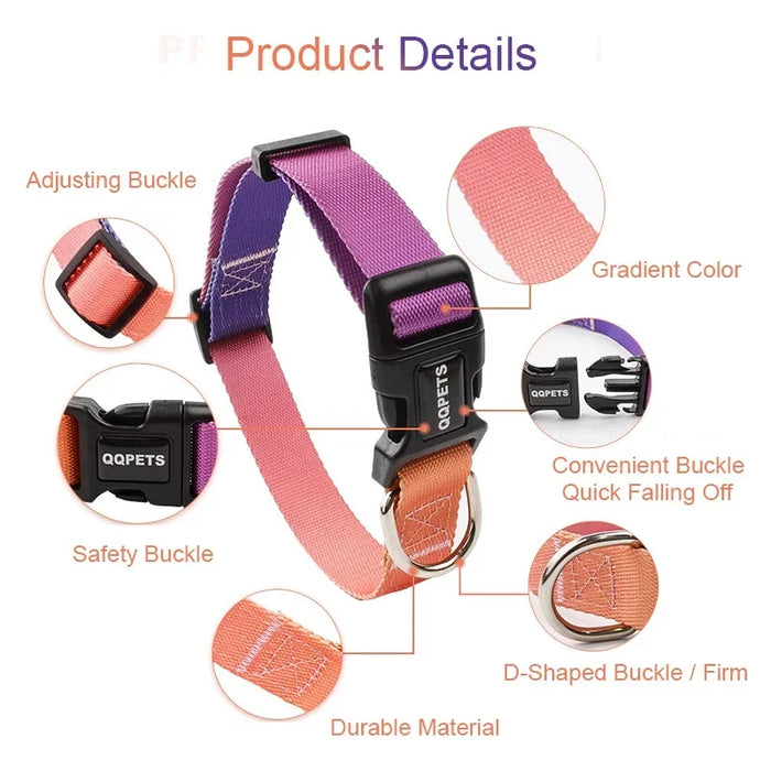 Pet Cat Dog Collar Traction Leash Suitable for Small Large Dogs Bulldog Pugs Beagle Nylon Adjustable Dog Collar Leash Lead