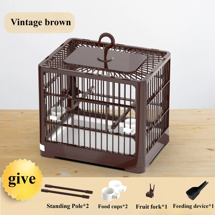 Portable Bird Container Bird Travel Carrier Bird Cage with Handle Large Space Breathable Foldable Bird Cage Set Bird Accessories