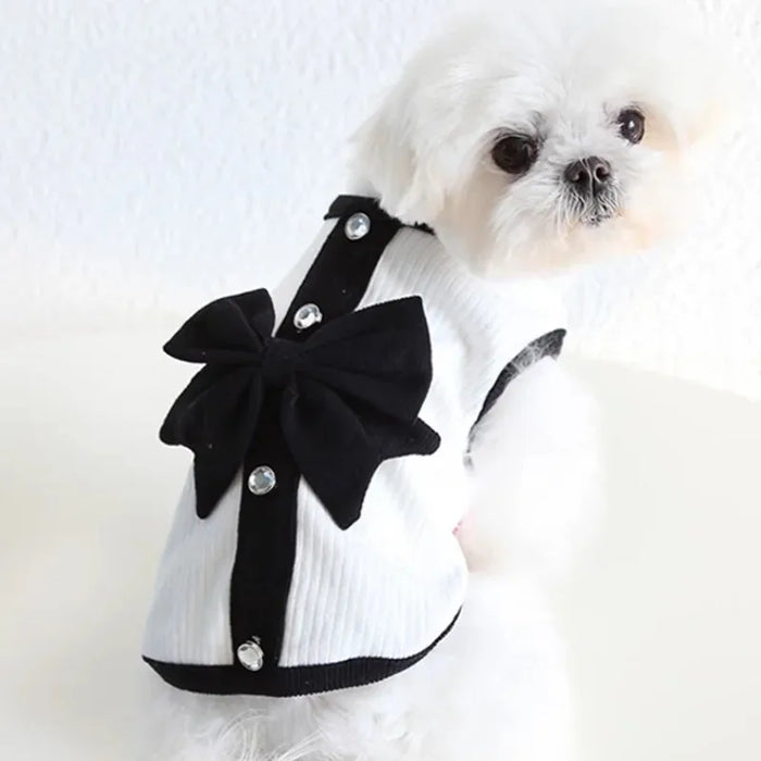 Dog Clothes for Small Dogs Summer Dog T-Shirt Pet Dog Skirt Black White Retro Dresses Puppy Costume Chihuahua Clothing