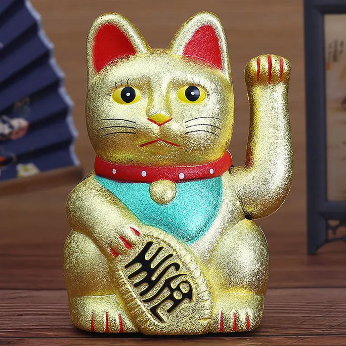 6"H Lucky Cats Chinese Feng Shui Beckoning Cat Wealth White Waving Fortune Gold Silver Black Best Gift for Good Luck Kitty Decor