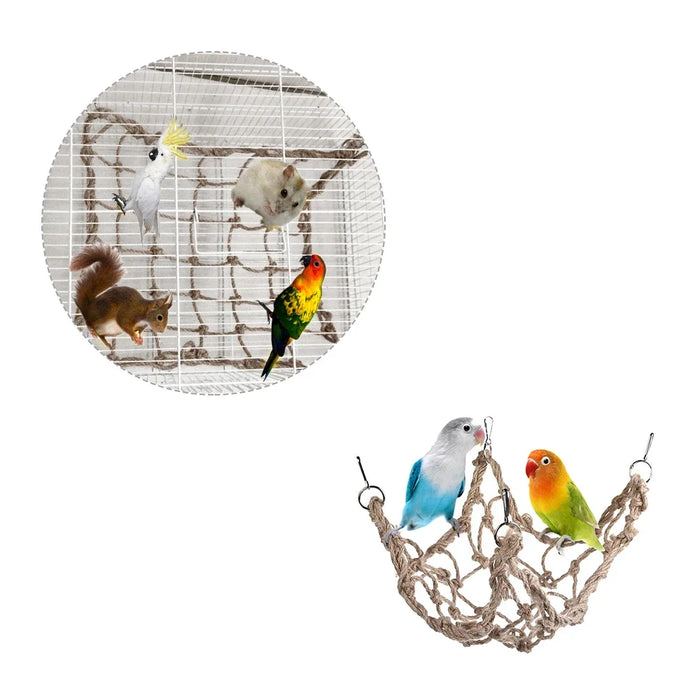 Birds Swing Ladder Toys Hemp Rope Net Pet Parrot Birds Chew Play Climbing Ropes with Hook Pet Accesorios for Bird Indoor Toy