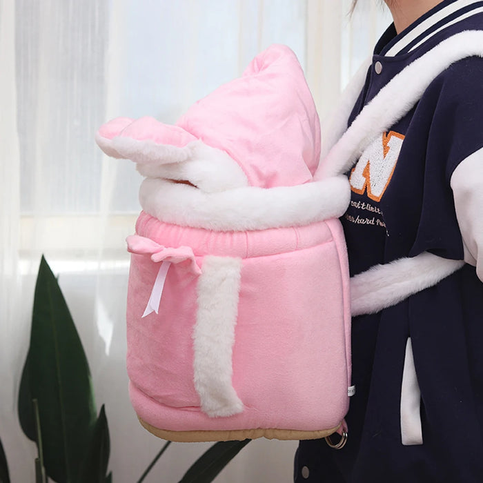 Cat Backpack Carrier Winter Warm Soft Plush Carry Pets Cage for Outdoor Travel Walking Cute Pets Backpack for Indoor Outdoor
