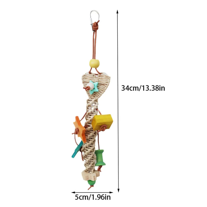 Bird Chewing Toy Chew Bird Toy Rattan Hanging Pet Toy Large Parrot Toys for Finches Cockatoos Budgie Cockatiels Parakeets