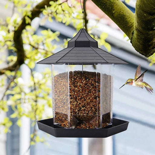Hanging Wild Bird Feeder Waterproof Gazebo Outdoor Container With Hang Rope Feeding House Type Bird Feeder Aves Decor