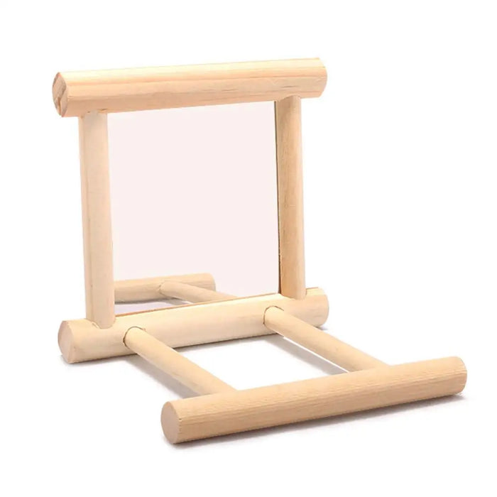 High-End Bird Mirror Wooden Interactive Play Toy With Perch For Small Parrot Budgies Parakeet Ladder Pet Supplies Cage Accessory