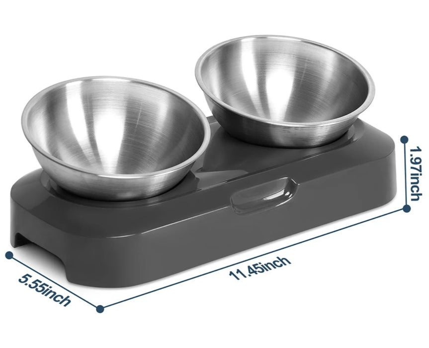 Cat Bowl Lovely Creative Inclined Kitten Puppy Food Feeding Bowls Stainless Steel Cats Drinking Feeder Pet Dogs Cats Feeders