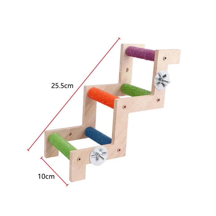 Bird Cage Ladder Solid Wood Birds Perch Stand for Parakeets Cockatiels Small Medium Parrot Conures Finch Bird Climbing Toys