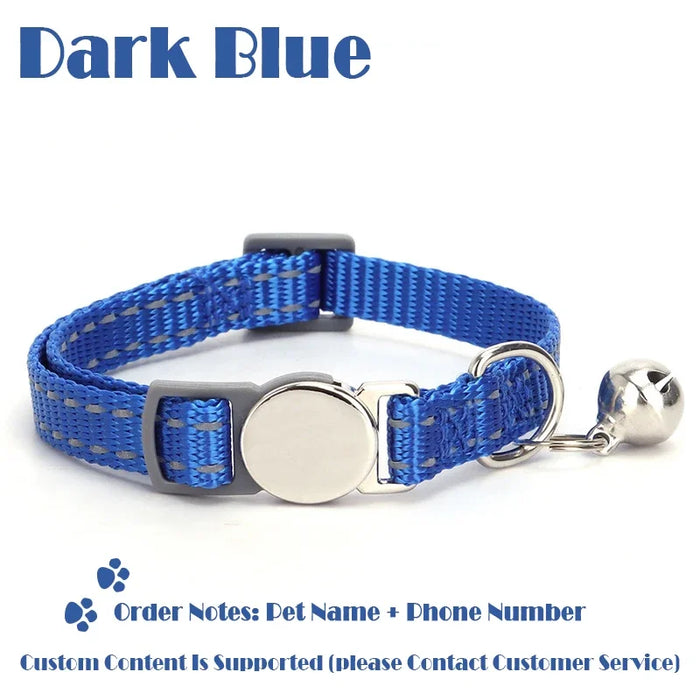 Personalized Cat Collar Pet ID Tag Name Custom Free Engraved ID Nameplate Kitten Puppy Anti-lost Nametag Safety Buckle Necklace