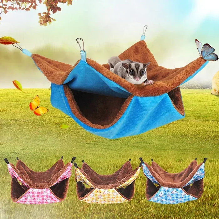 Pet Double-layer Plush Hammock Warm Hamster Hanging Bed Ferret Hanging Bed for Cat Rodents Hammock for Hamster Pets Supplies