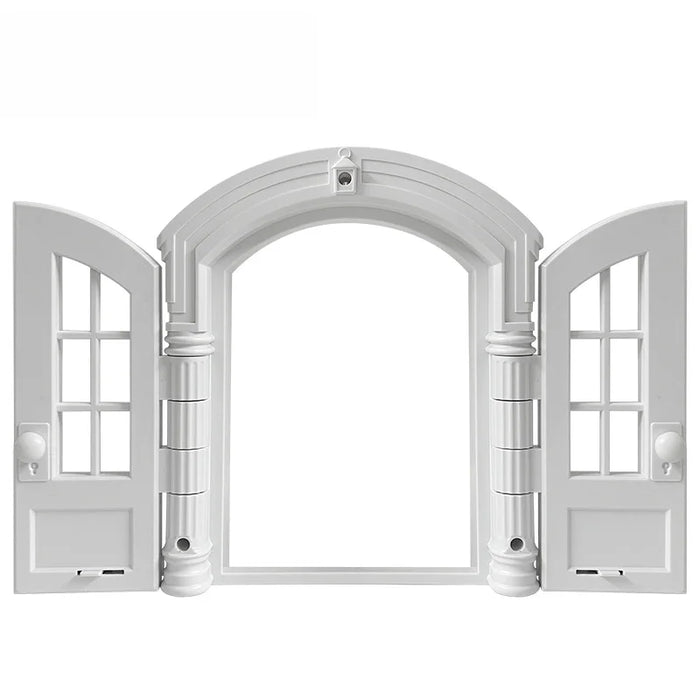 French Cat Door French Pet Free Entry and Exit Double Door ABS Cat Door Dog Door Hole with Door Curtain Cat Door