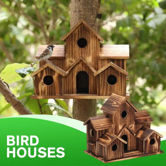 Bird Houses For Outside,outdoor 5 Hole Bird House Room For 5 Bird Families Bluebird Finch Hanging Birdhouse