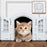 French Cat Door French Pet Free Entry and Exit Double Door ABS Cat Door Dog Door Hole with Door Curtain Cat Door