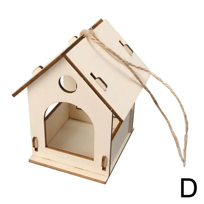 Wooden Mini Bird Cage Outdoor Hanging Birdhouse Box DIY Painting Blank Wood Garden Bird Cages Yard Decoration Bird Parrot Nest