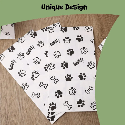 Gift Bags with Pet Paw Prints – 12 pcs , 22x12x8cm, High-Quality Black & White Design for Dog Lover