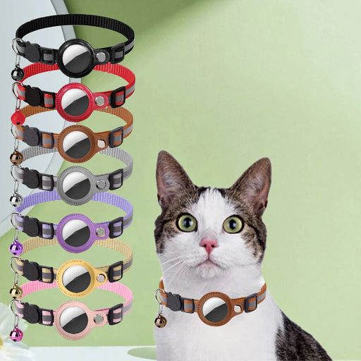 Airtag Case Collar for Cats with PU leather Protective Case for Anti Lost Locator Tracker Cat Accessories Reflective Pet Collars