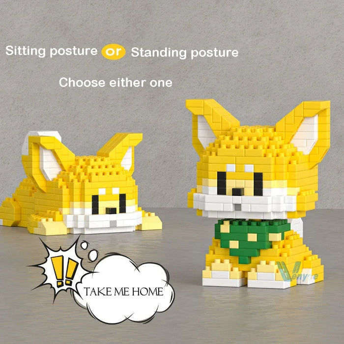 Cute Dog Building Blocks Puppy Pet Model Animal Diy Assemble Bricks Set Poodle Corgi Husky Cartoon Table Decor Gift for Kids