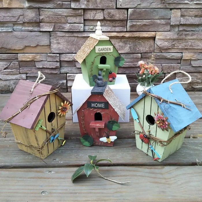 Bird House Birdcage Painting Outdoor Garden Yard Hanging Cottage Feeder Nest Crafts Birdhouse Pet Products Bird Accessories