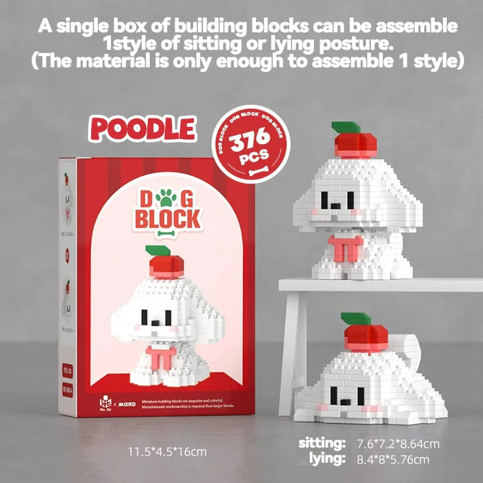 Cute Dog Building Blocks Puppy Pet Model Animal Diy Assemble Bricks Set Poodle Corgi Husky Cartoon Table Decor Gift for Kids