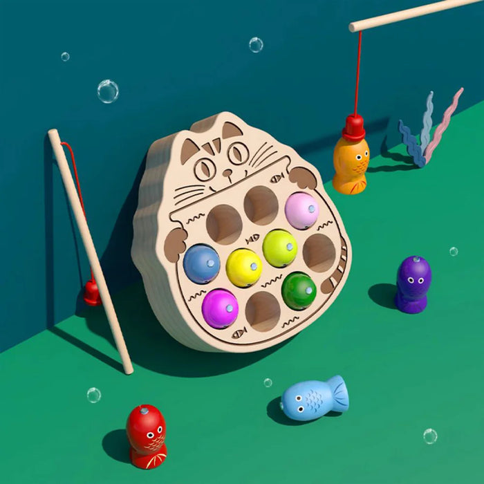 Children's Wooden Fishing Toys Magnetic Fishing Game Montessori Intellectual Playsets Fine Motor Skills Training Boys Girls Gift
