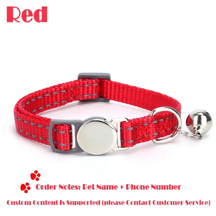 Personalized Cat Collar Pet ID Tag Name Custom Free Engraved ID Nameplate Kitten Puppy Anti-lost Nametag Safety Buckle Necklace